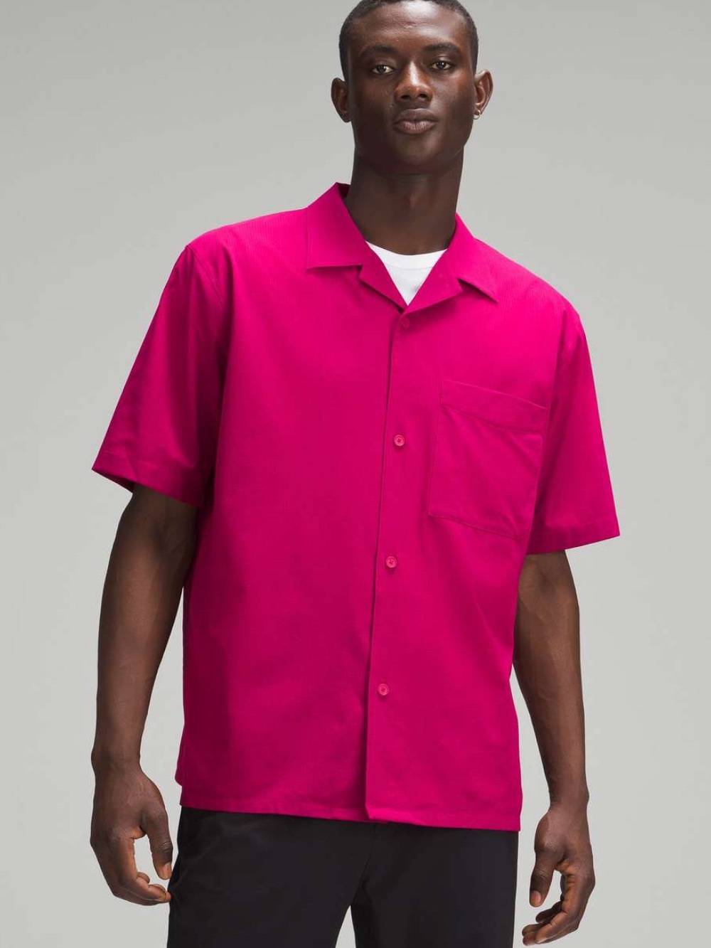 Lululemon Men's Short-Sleeve Camp Collar Shirt in Magenta size small